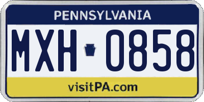 PA license plate MXH0858