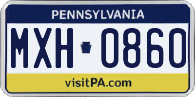 PA license plate MXH0860