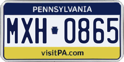 PA license plate MXH0865