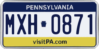 PA license plate MXH0871