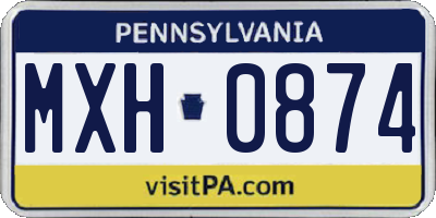 PA license plate MXH0874