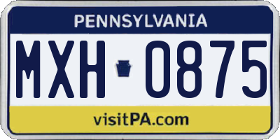 PA license plate MXH0875