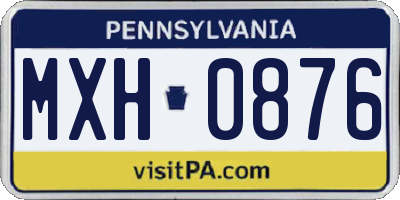 PA license plate MXH0876