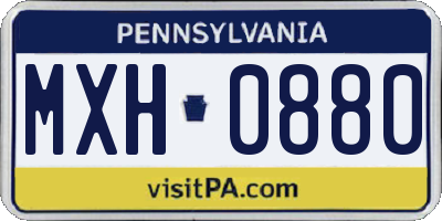 PA license plate MXH0880