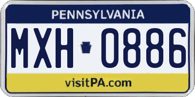 PA license plate MXH0886