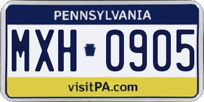 PA license plate MXH0905