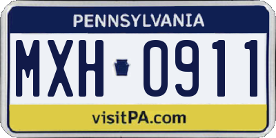 PA license plate MXH0911