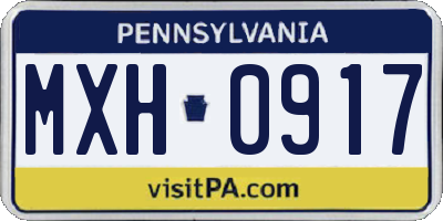 PA license plate MXH0917