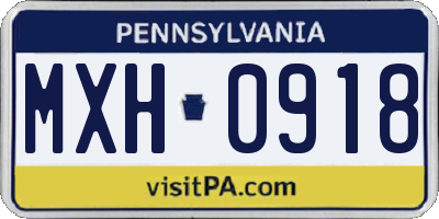 PA license plate MXH0918