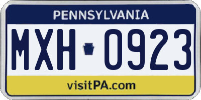 PA license plate MXH0923