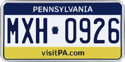 PA license plate MXH0926