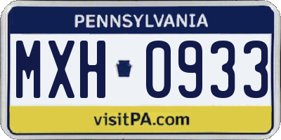 PA license plate MXH0933