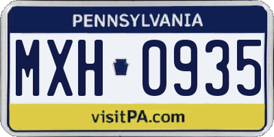 PA license plate MXH0935