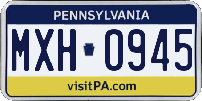 PA license plate MXH0945