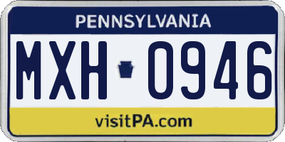 PA license plate MXH0946