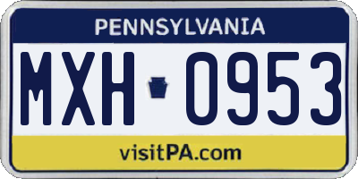 PA license plate MXH0953
