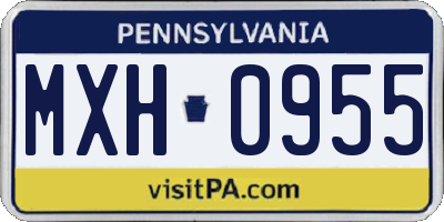 PA license plate MXH0955