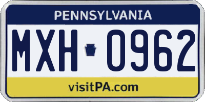 PA license plate MXH0962
