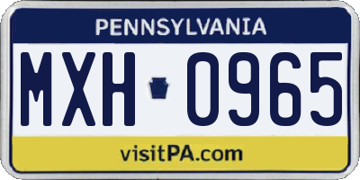 PA license plate MXH0965