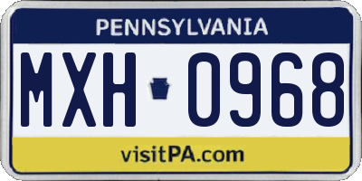 PA license plate MXH0968