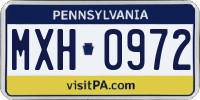 PA license plate MXH0972