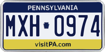 PA license plate MXH0974