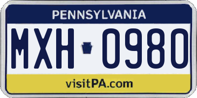 PA license plate MXH0980