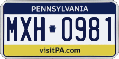 PA license plate MXH0981