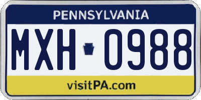 PA license plate MXH0988