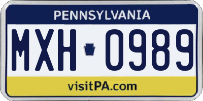 PA license plate MXH0989