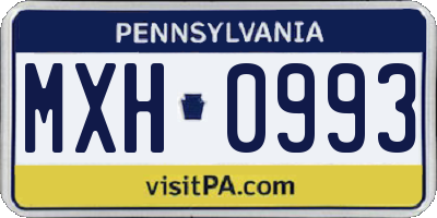 PA license plate MXH0993