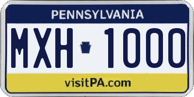 PA license plate MXH1000