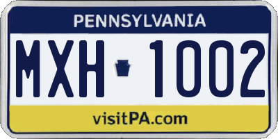 PA license plate MXH1002