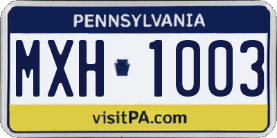 PA license plate MXH1003