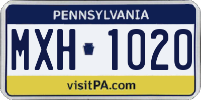 PA license plate MXH1020