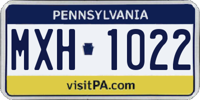 PA license plate MXH1022