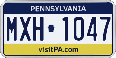 PA license plate MXH1047
