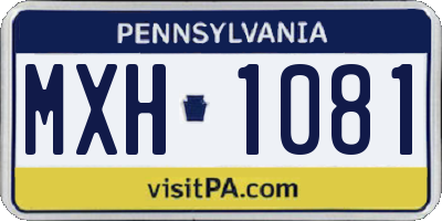 PA license plate MXH1081