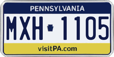 PA license plate MXH1105