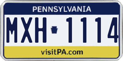 PA license plate MXH1114