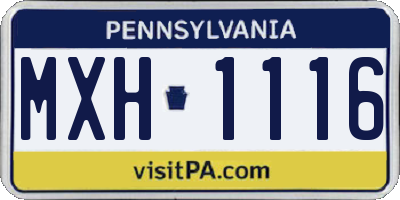 PA license plate MXH1116