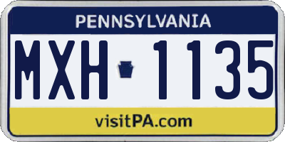 PA license plate MXH1135