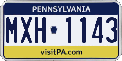 PA license plate MXH1143
