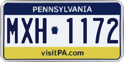 PA license plate MXH1172