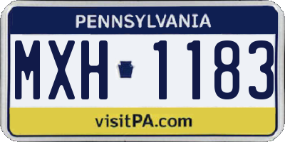 PA license plate MXH1183