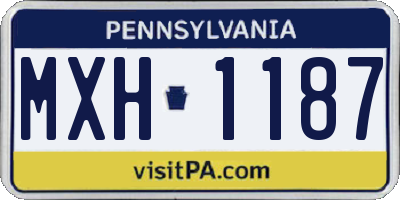 PA license plate MXH1187