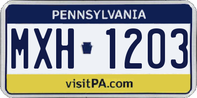 PA license plate MXH1203