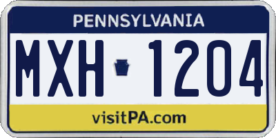 PA license plate MXH1204