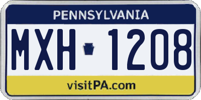 PA license plate MXH1208
