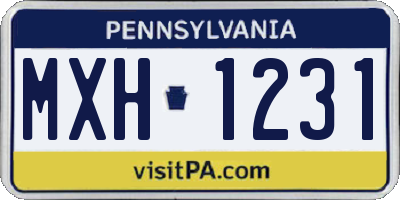 PA license plate MXH1231
